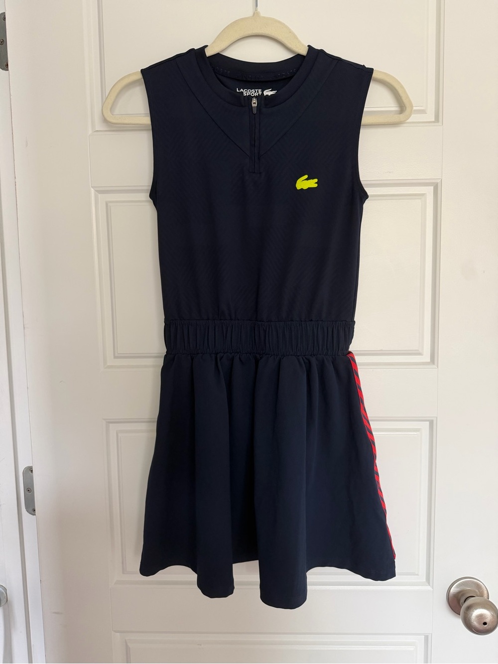 Lacoste Navy Sleeveless Tennis Dress with Yellow Crocodile